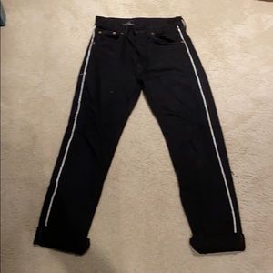 Levi’s vintage black mom jeans with white detail